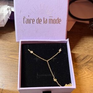 Gold Necklace with Crystal Accents